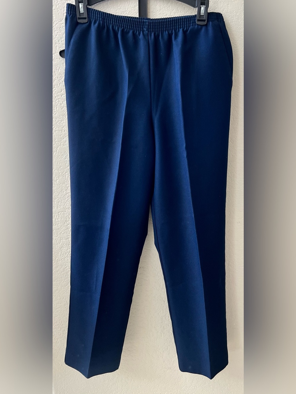 Alfred Dunner Deep Navy Straight-Leg Elastic Waist Pants, Size 10